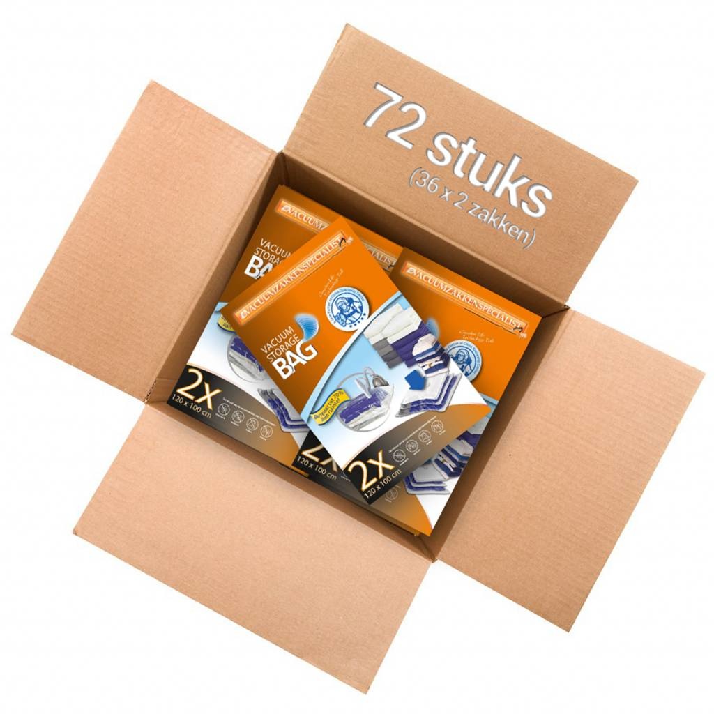 Mega Vacuumzak Pro 120x100cm [box 72 zakken] €360,- - Vacuumzakken.nl