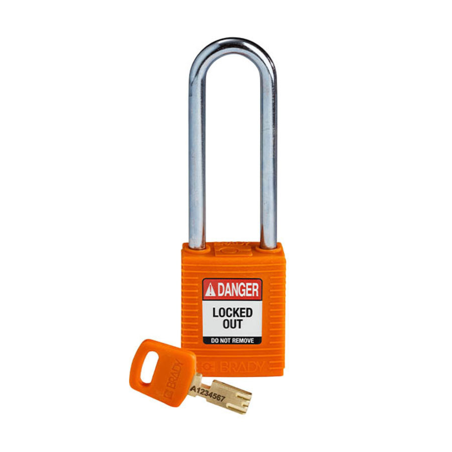 Brady nylon SafeKey safety padlock orange 150248 - lockout-tagout-shop