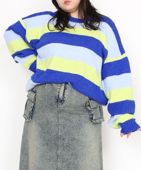 マルチボーダーオーバーニット[商品：PN24AW-054] - PUNYUS Online