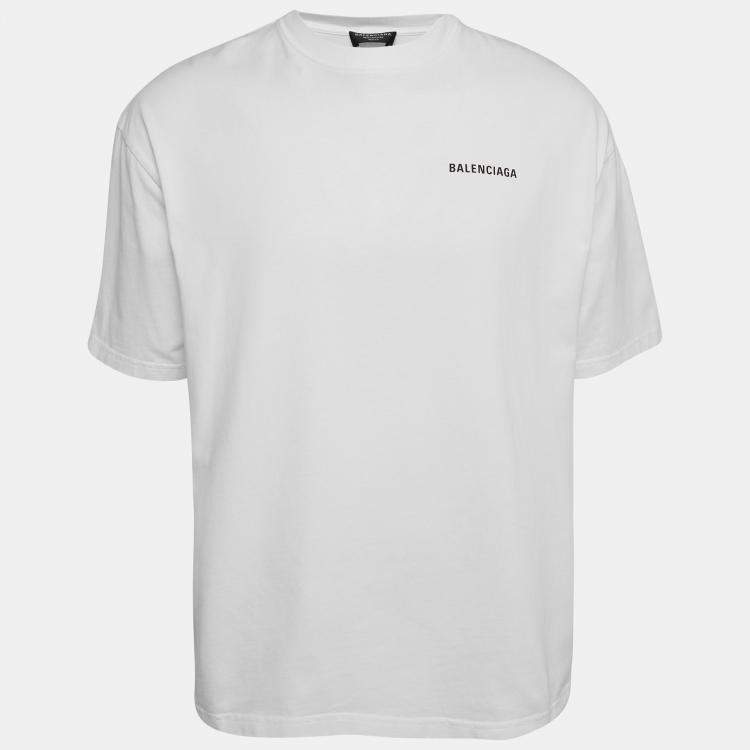 Balenciaga White Printed Cotton Oversized T-Shirt S Balenciaga