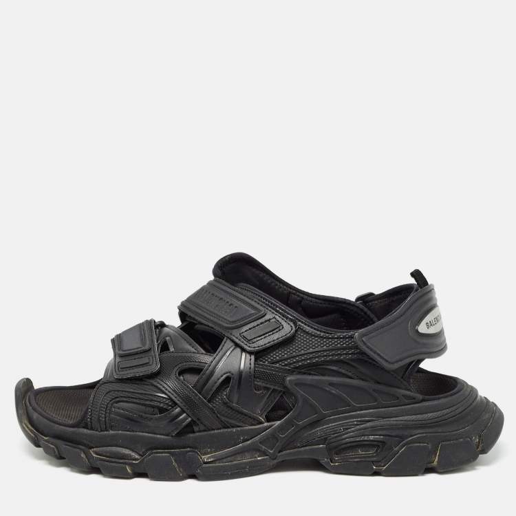 Balenciaga Black Rubber and Faux Leather Track Sandals Size 43