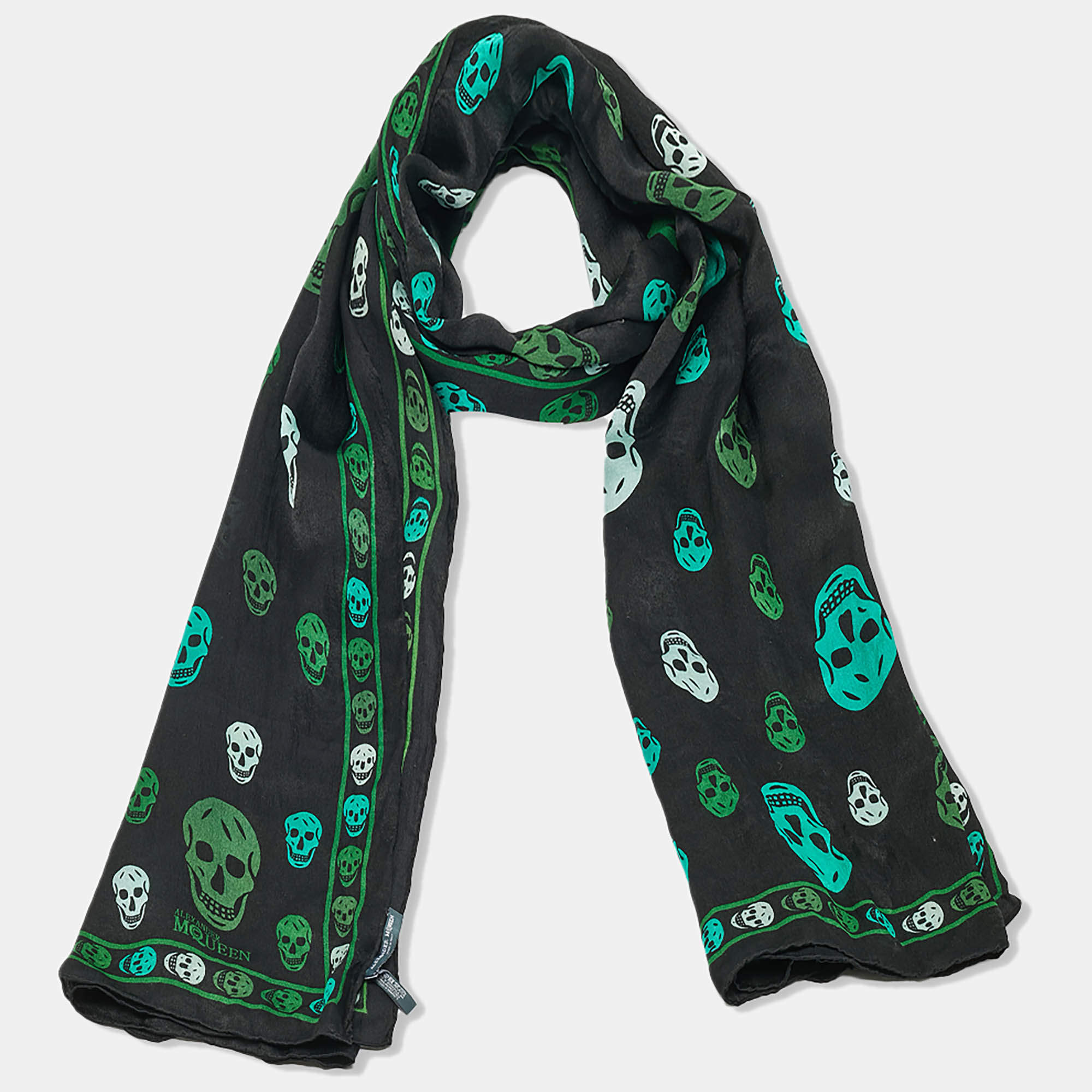 Alexander McQueen Pale Pink Skull Print Silk Scarf Alexander