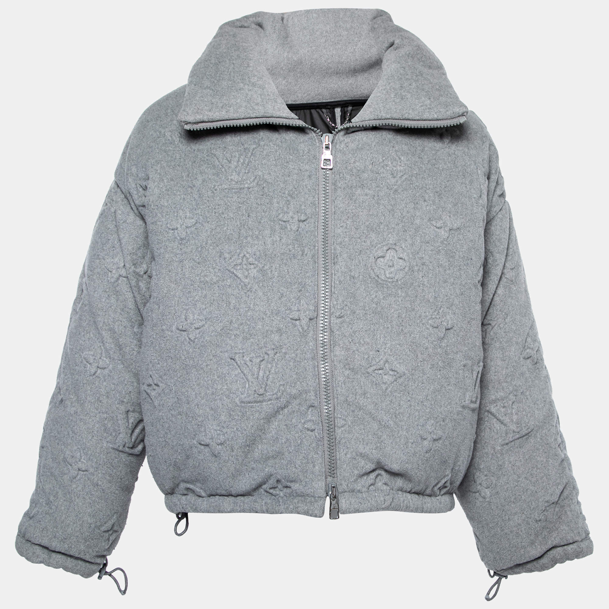 Louis Vuitton Grey Cashmere Monogram Boyhood Puffer Jacket XXS