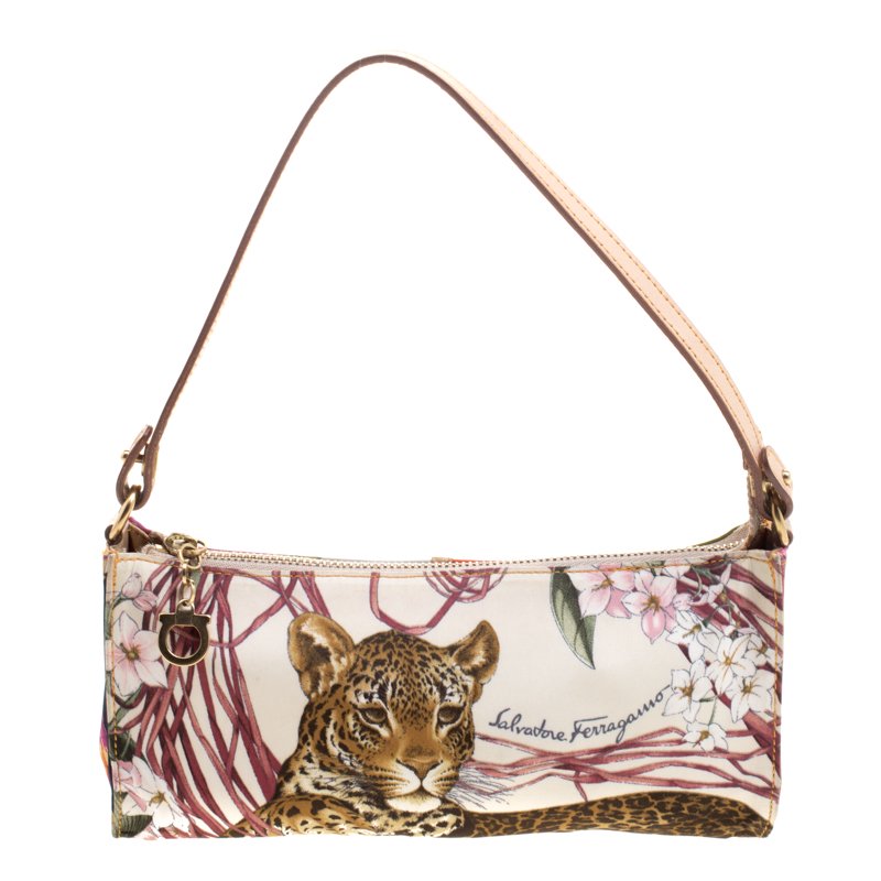 Salvatore Ferragamo Nylon Jungle Print Pochette Salvatore