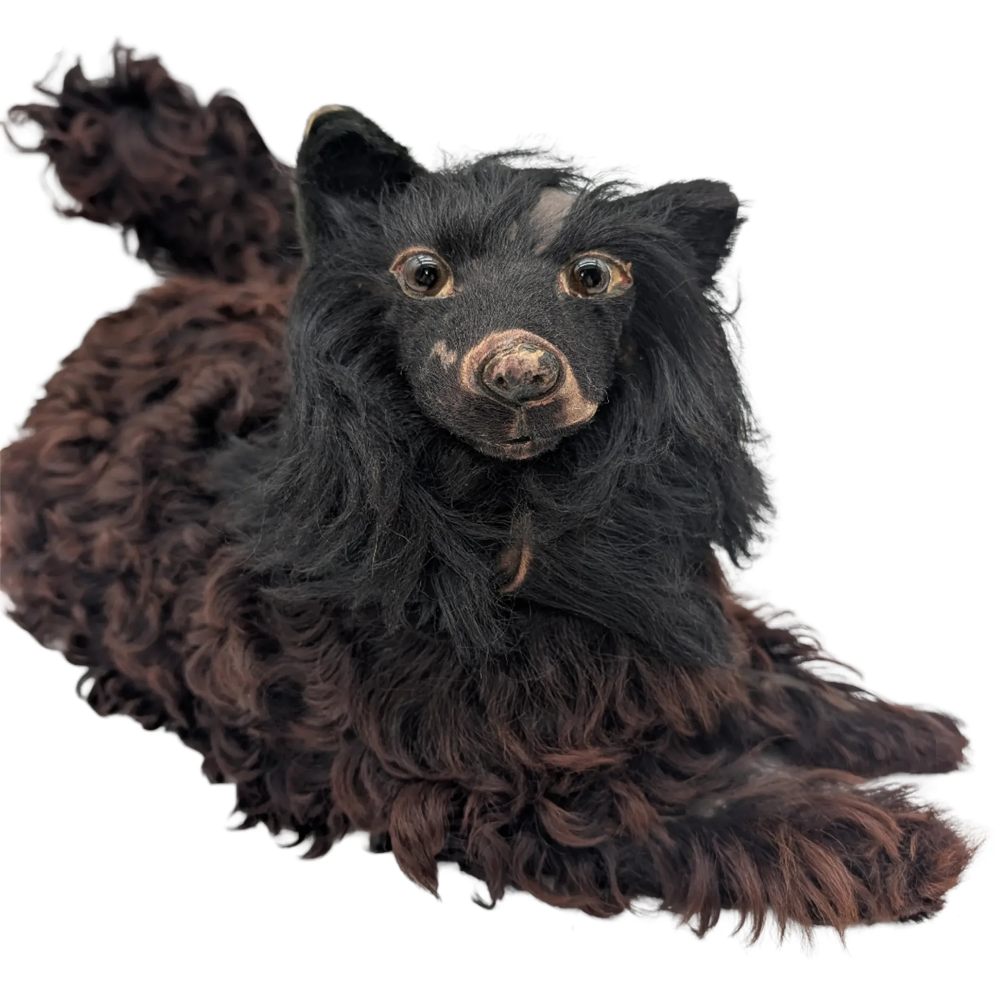 Rare Antique Black Fur French Lou Lou Pajama Dog Worn but