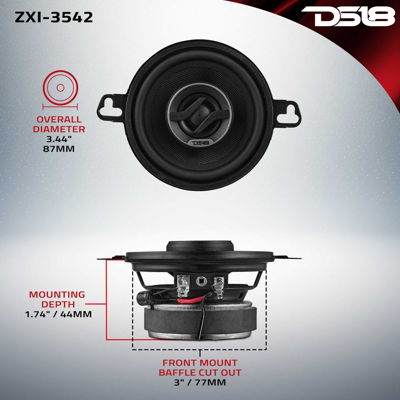 DS18 3.5” 2-Way Full-Range Coaxial Speaker 4 Ohm Speakers