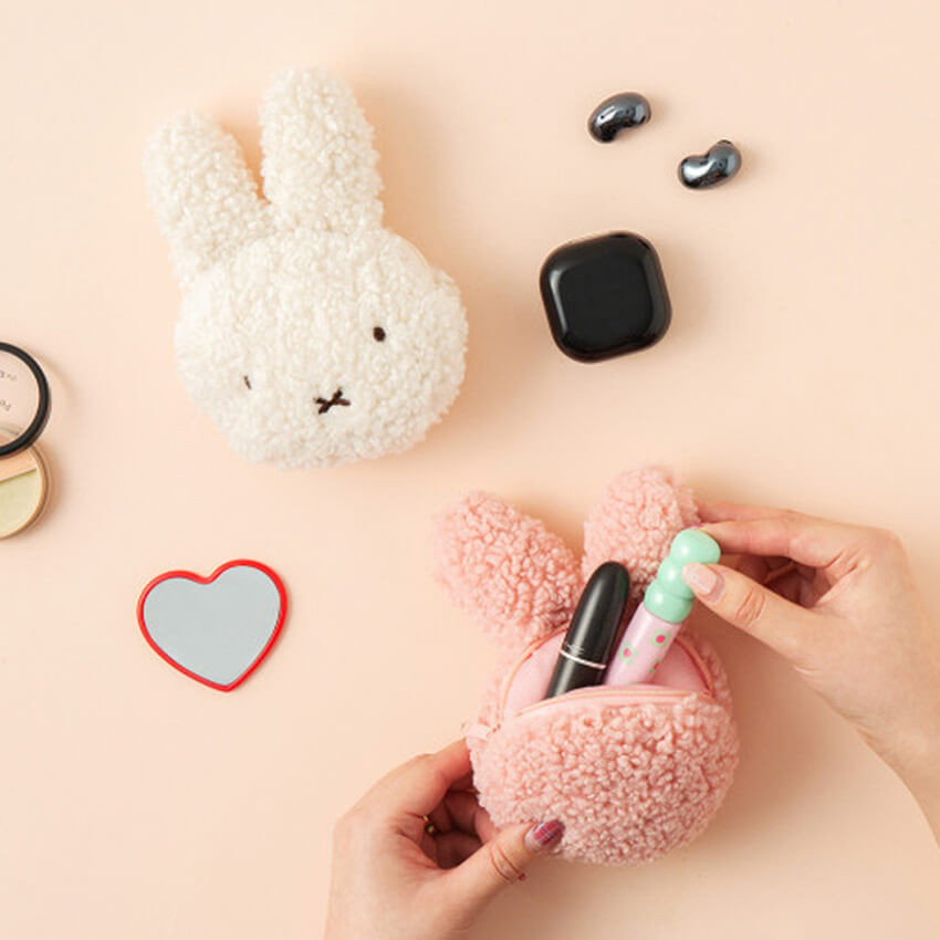 Miffy Pink Fluffy Zipper Pouch | Cute & Soft Storage