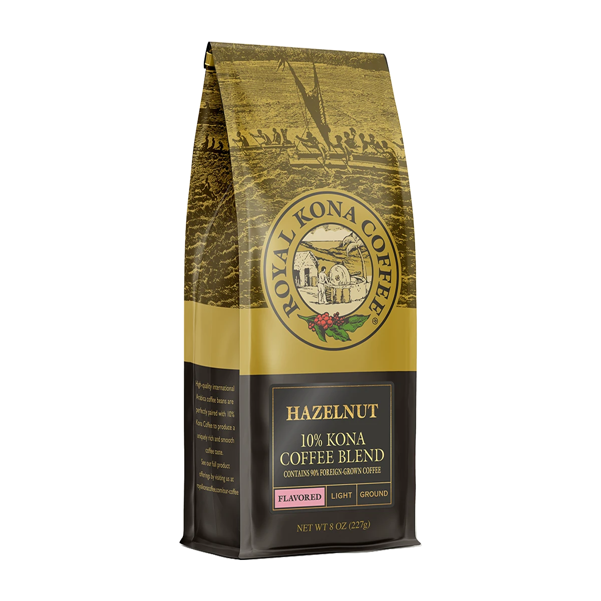 Hazelnut 10% Kona 8oz Coffee Bags - Case Rate - Hawaii Coffee Company