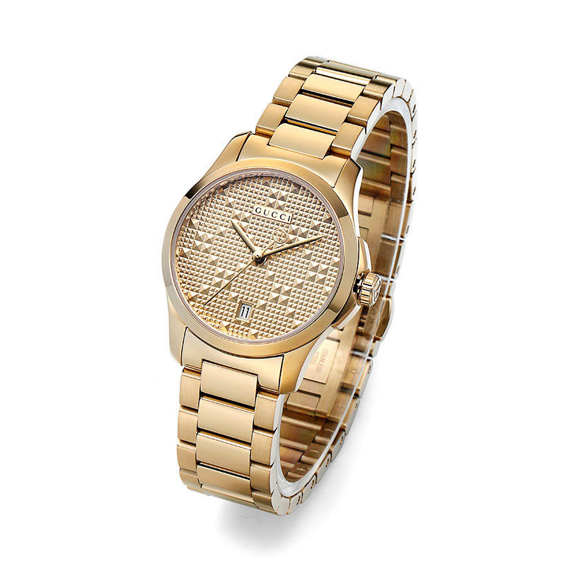 GUCCI G-Timeless SM Diamond Pattern Dial Gold Women's Watch