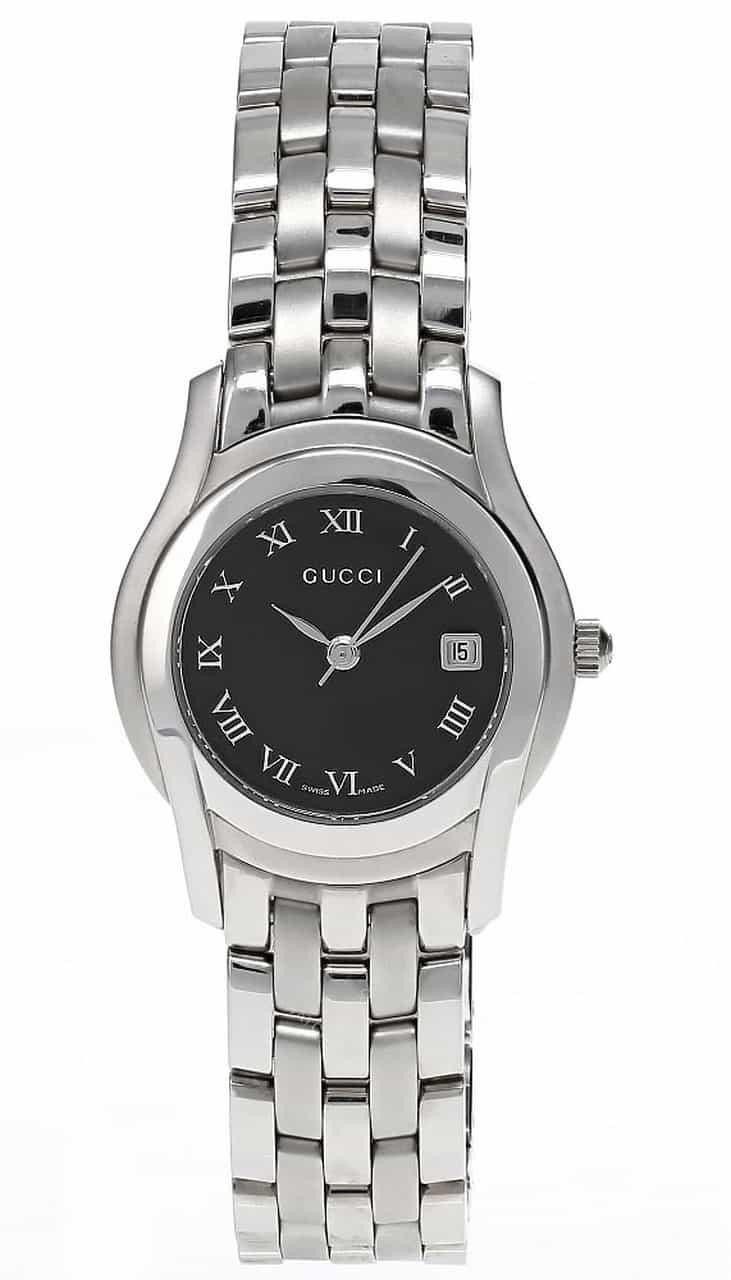 GUCCI 26MM Quartz Stainless Steel Black Dial Date Women's Watch