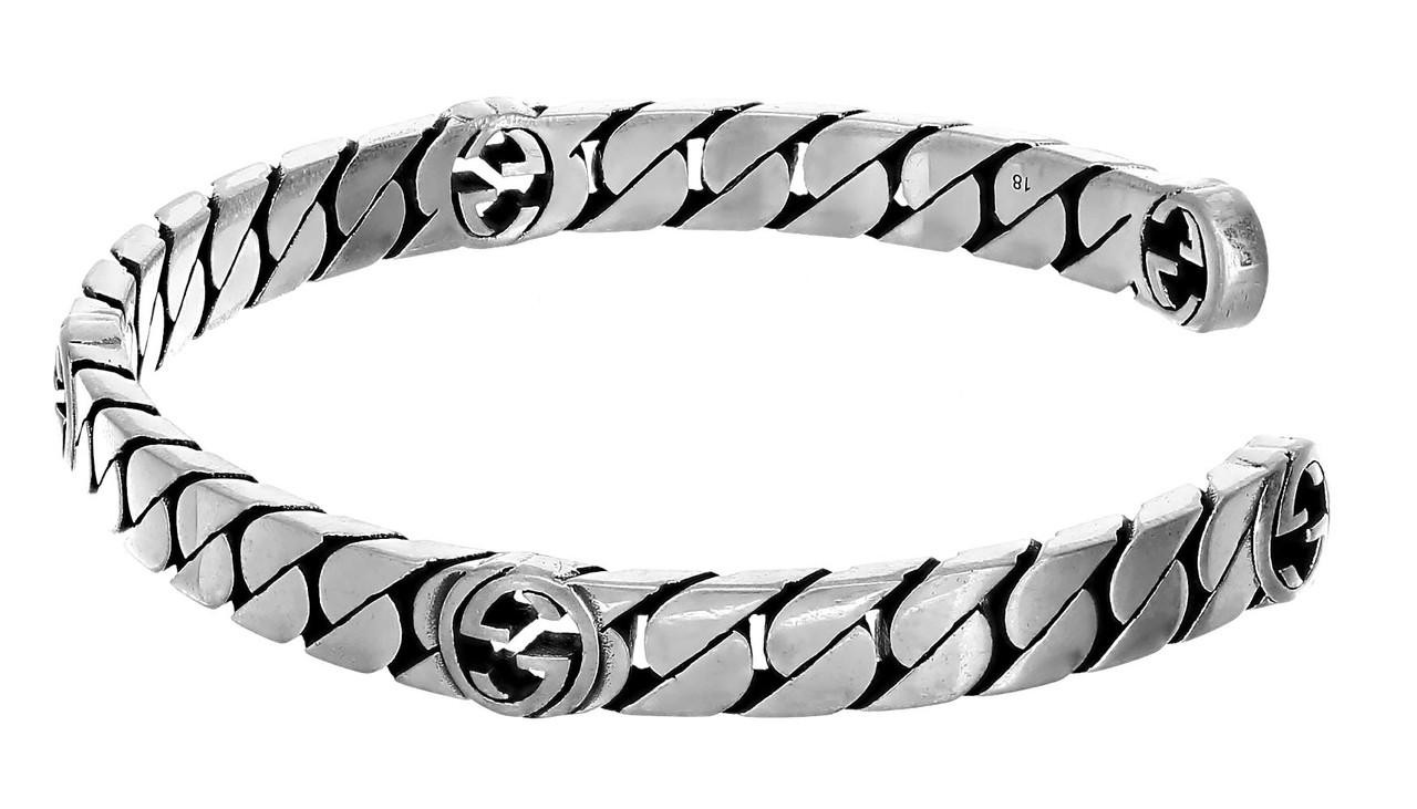 GUCCI Interlocking G Cuff Sterling Silver Bracelet YBA661526001
