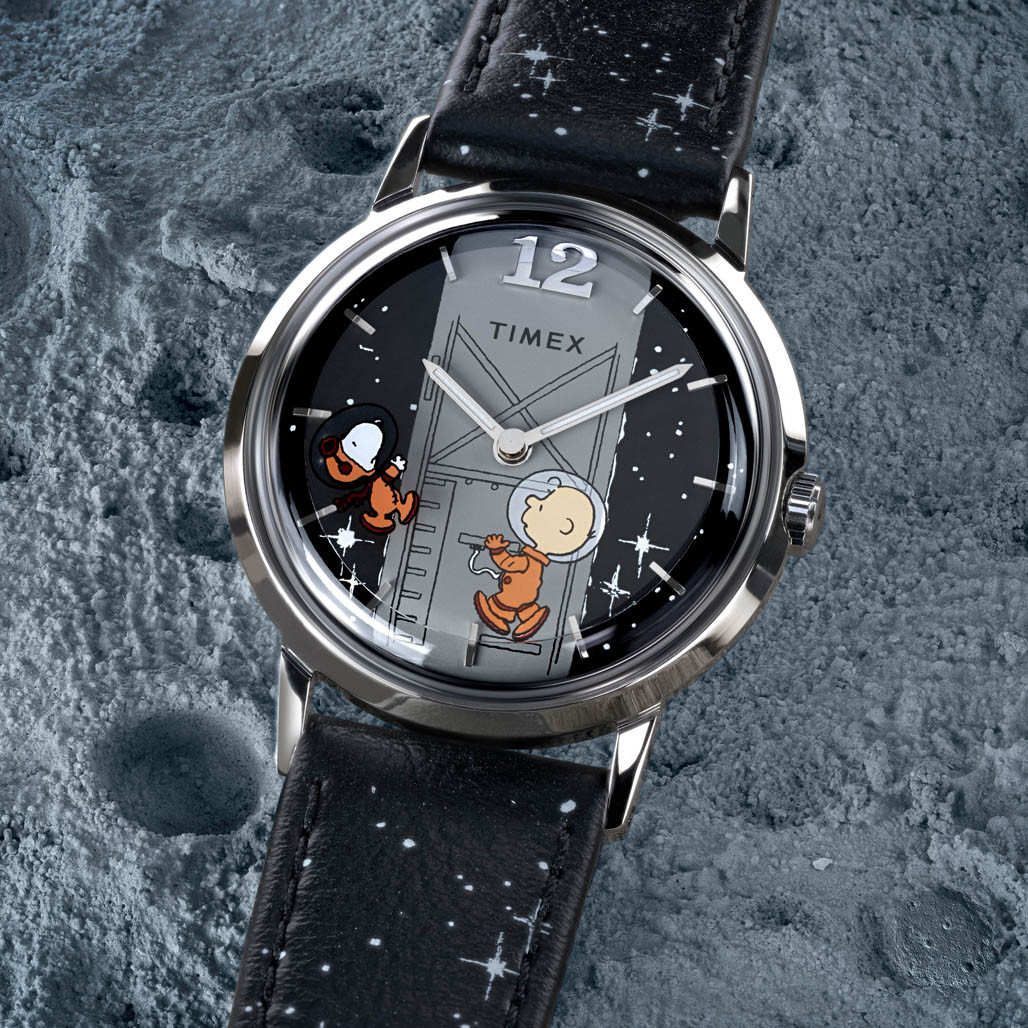 Timex x Peanuts® Marlin® Hand-Wound Space 34mm Leather Strap Watch