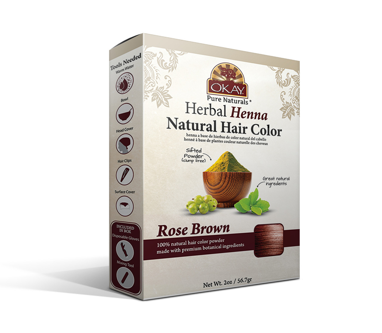OKAY Pure Naturals Rose Brown Herbal Henna Natural Hair Color - 2