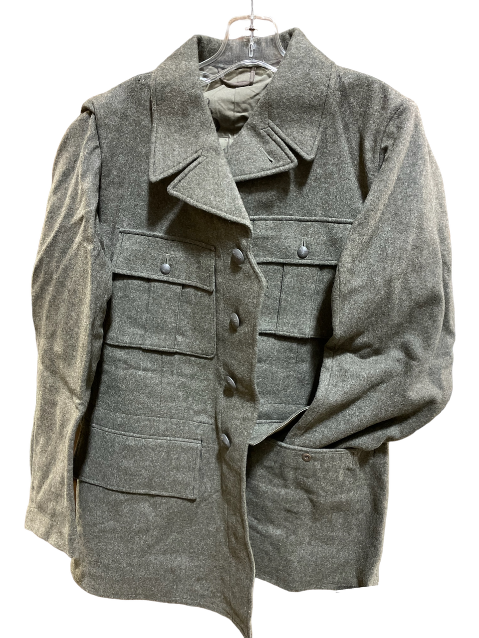 WWII Era Vintage Swedish Army Fitted Wool Jacket Medium - Army