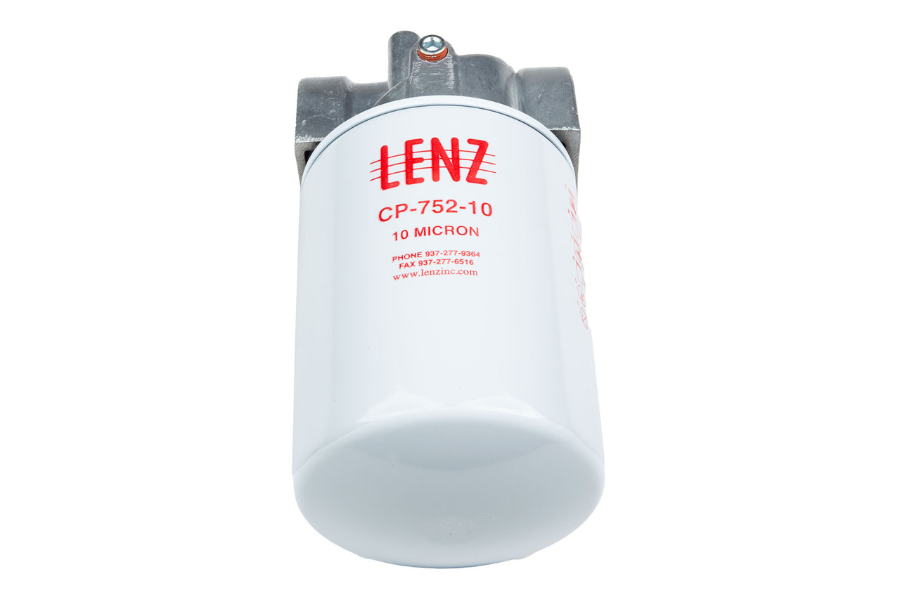 Lenz Spin-On Filters Assembly: 10 Micron, 3/4 NPTF Port, 15 PSI Bypass