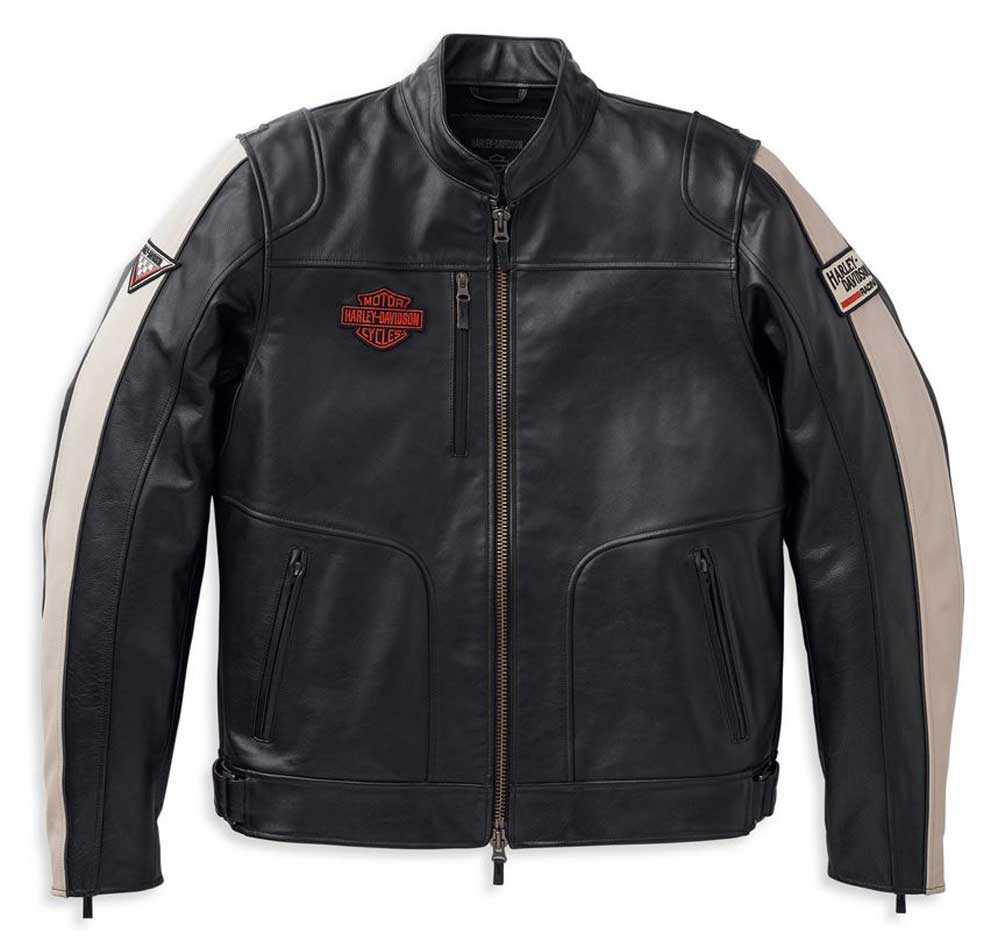 Harley-Davidson® Men's Enduro Striped Leather Riding Jacket, Black