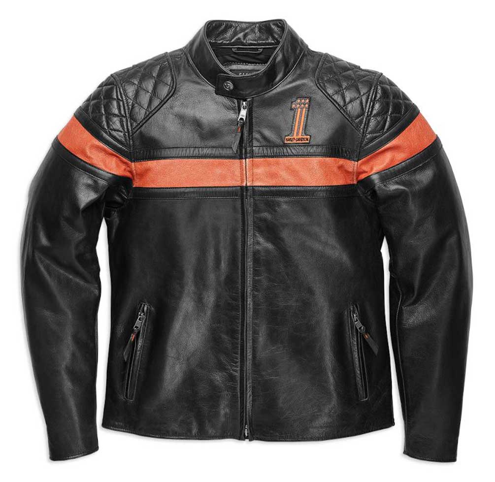 Harley-Davidson® Men's Victory Sweep Vintage Leather Jacket, Black