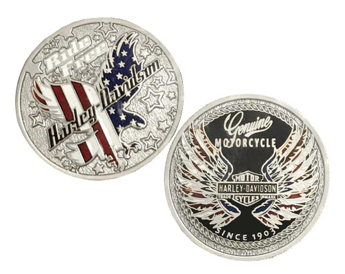 Harley-Davidson® Ride Free Eagle Flag Challenge Coin, 1.75 in
