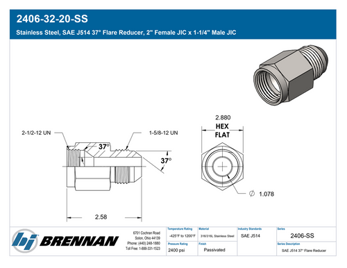 2406-32-20-SS | Reducer | Brennan