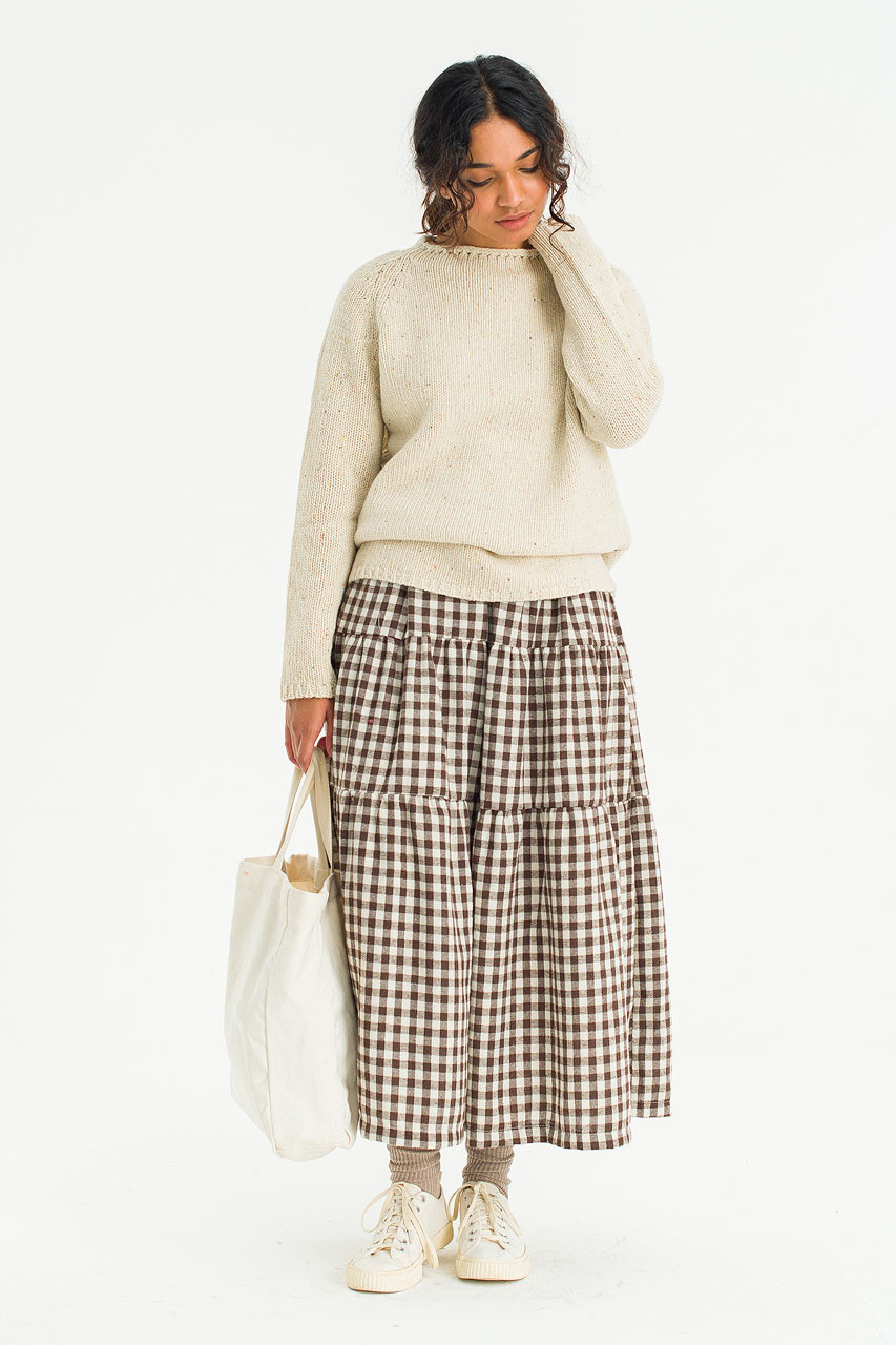 Latte Gingham Tunic, Brown