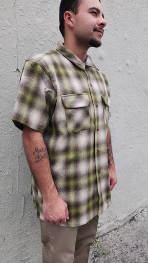 Brown Green Ombre Short Sleeve Spring 2024 Pendleton Board Shirt
