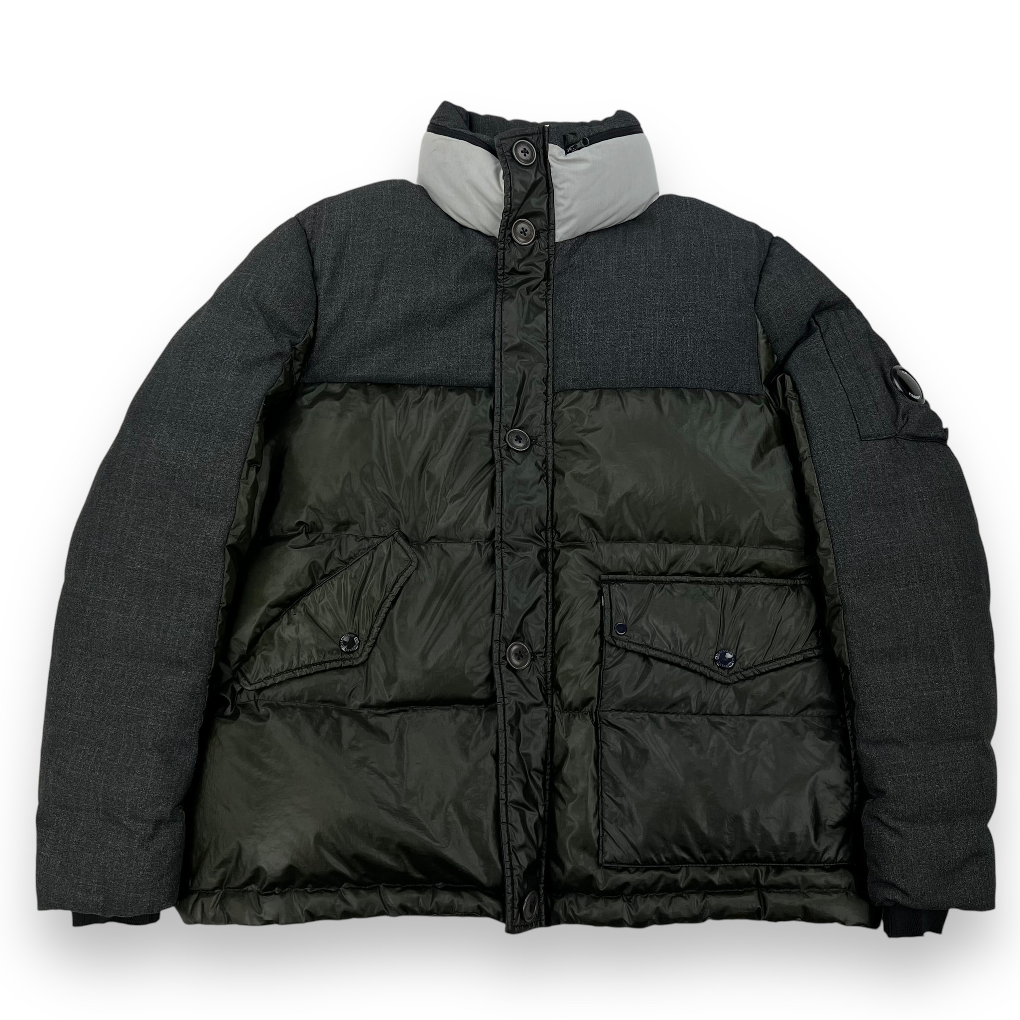 C.P. Company Grey & Green Sample Down Jacket - Oliver's Archive