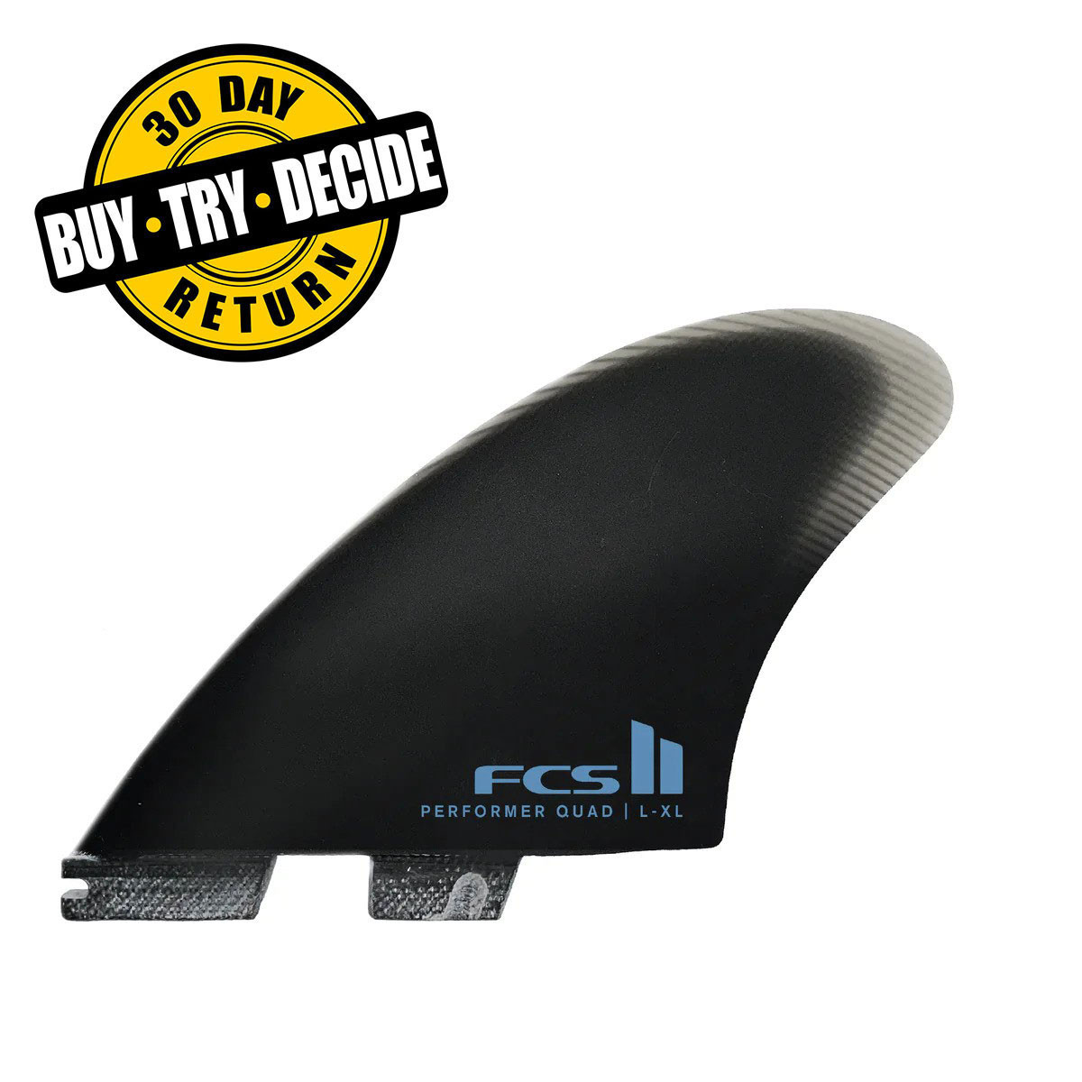 FCS II Performer PG Split Keel Quad Black - USEDSURF
