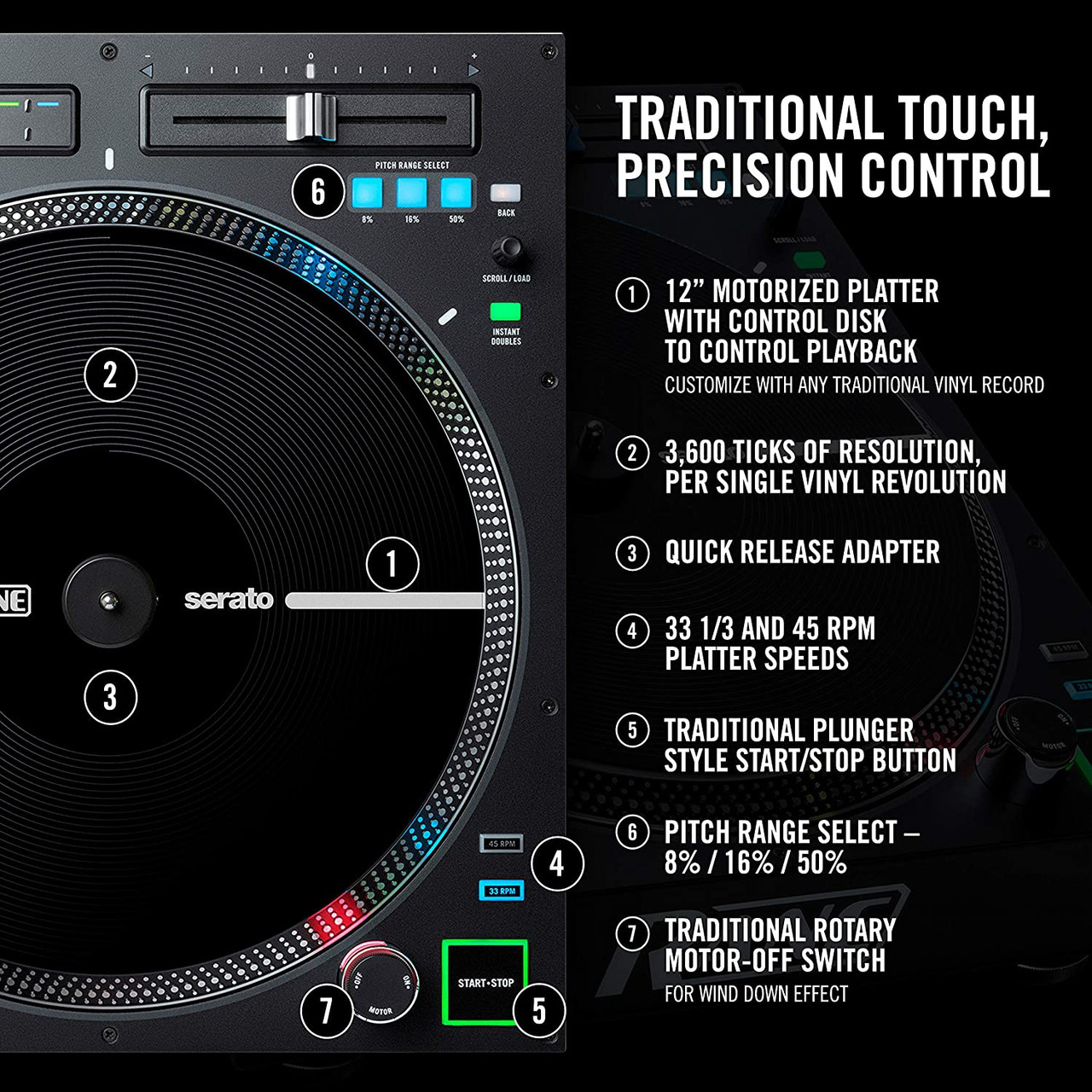 RANE DJ Twelve MKII | 12-Inch Motorized Vinyl Like MIDI Turntable