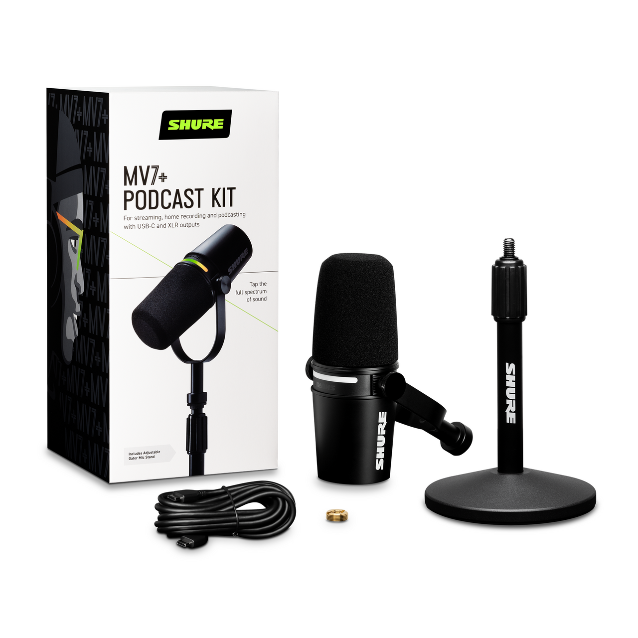 Shure MV7+-K Podcast XLR/USB Microphone Bundle with Gator Desktop