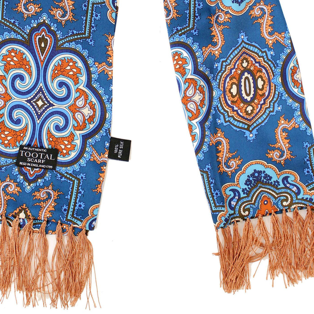 Tootal Ocean Blue Paisley Medallion Silk Scarf