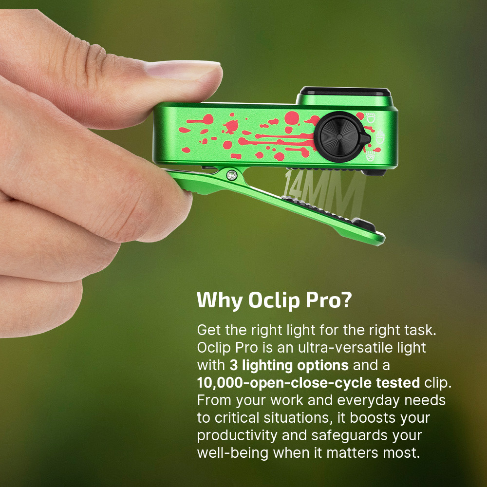 Olight Oclip Pro Zombie Green Limited Edition Clip-On Flashlight