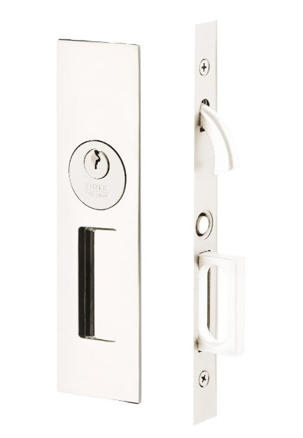 Emtek 2153US15 Narrow Modern Rectangular Keyed Pocket Door Mortise