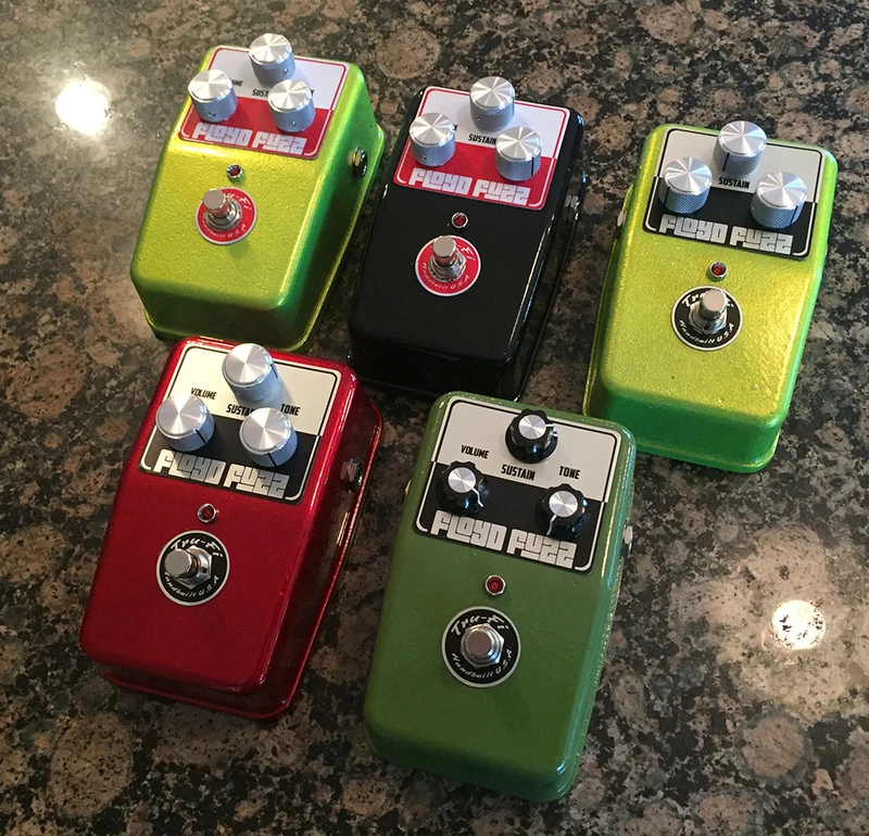Tru-Fi Floyd Fuzz guitar pedal in multiple versions of the EH Bug