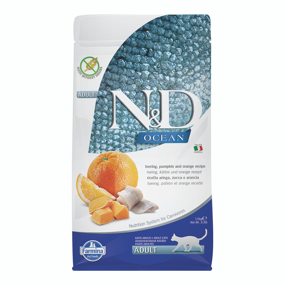 Farmina N&D Ocean Herring, Pumpkin & Orange Adult Dry Cat Food