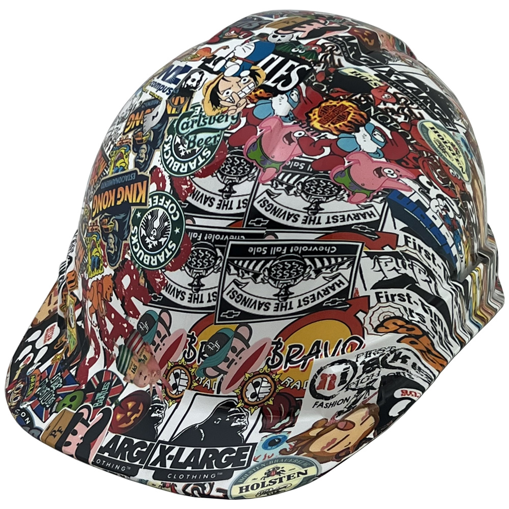 Sticker Bomb 4 Design Hydro Dipped Cap Style Hard Hat | Buy Online