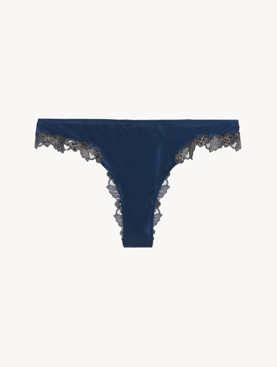 ブルー フラスタリオ刺繍 シルクブラジリアンショーツ｜La Perla