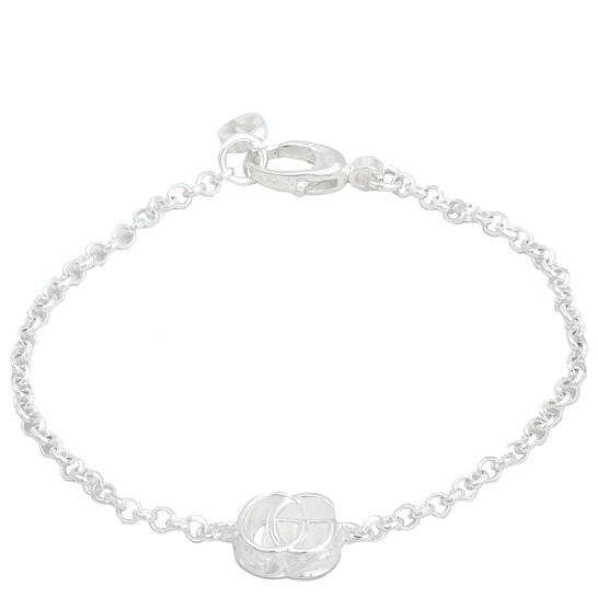 Gucci Gg Marmont Sterling Silver Logo Bracelet, Size 17