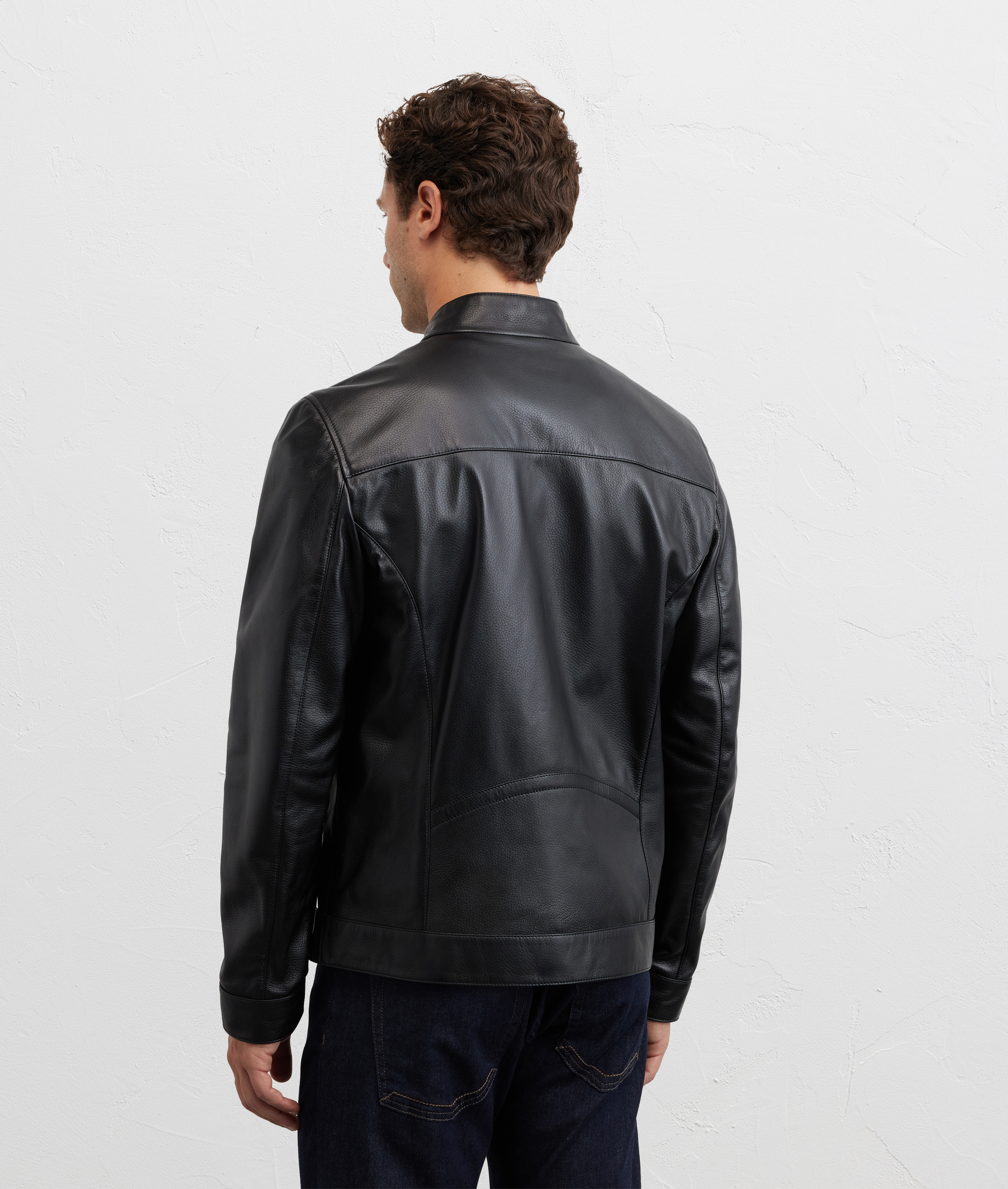 black lambskin leather biker jacket Pal Zileri | Shop Online