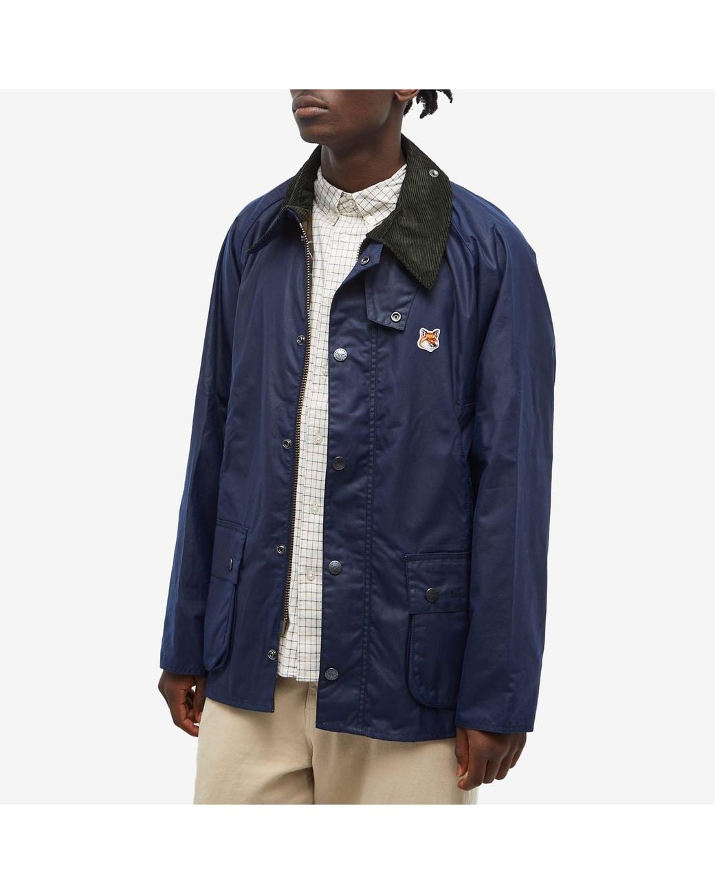 Barbour X Maison Kitsuné Beaufort Wax Jacket in Blue for Men | Lyst