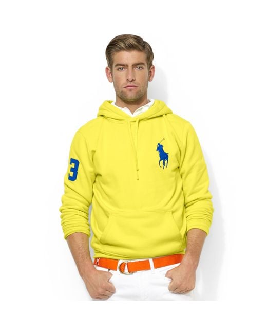 Ralph Lauren Polo Big Pony Beach Fleece Pullover Hoodie in Yellow