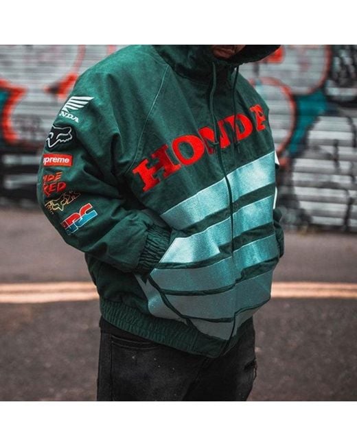 Supreme X Honda Fox Racing Puffy Zip Up Jacket in Green | Lyst UK