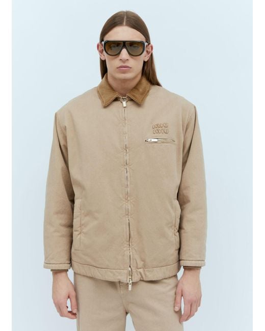Miu Miu Garment-dyed Gabardine Blouson Jacket in Natural for Men