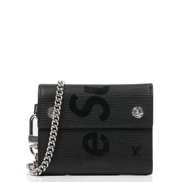 Pre-Loved Louis Vuitton x Supreme EPI Black Leather Chain Wallet