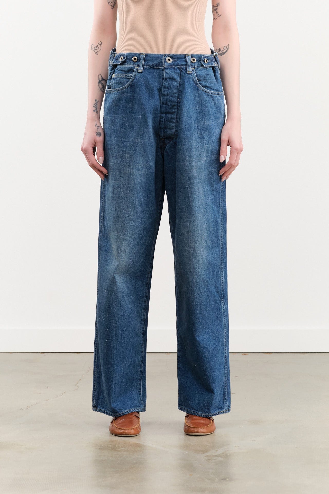 Chimala Unisex 12 oz W Width Denim Adjustable Waist in Medium Wash