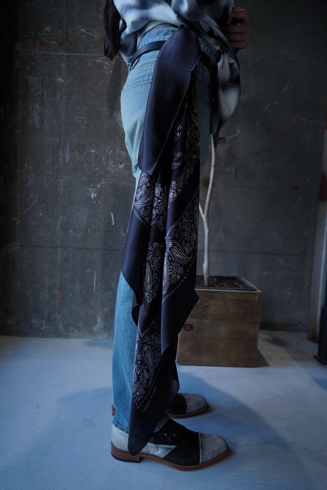 SUGARHILL(シュガーヒル)のBENDED SILK SCARF(BLACK)(スカーフ)の通販