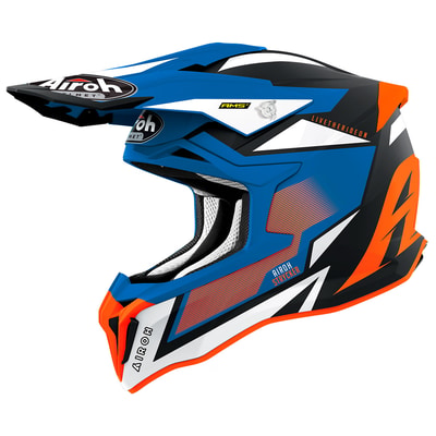 AIROH Strycker Axe Orange / Blue Matt Helmet · Motocard