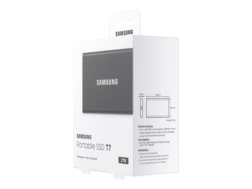 Samsung Portable SSD T7 2TB GEN 2 USB-C Grijs (MU-PC2T0T/WW)