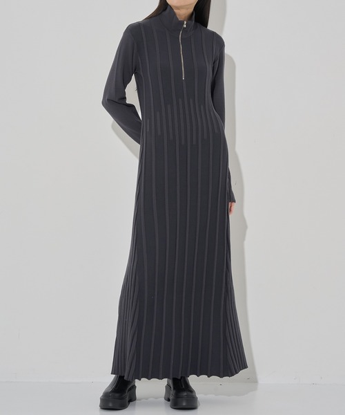 CINOH/チノ】別注 ZIP KNIT DRESS/ジップニットワンピース（ドレス