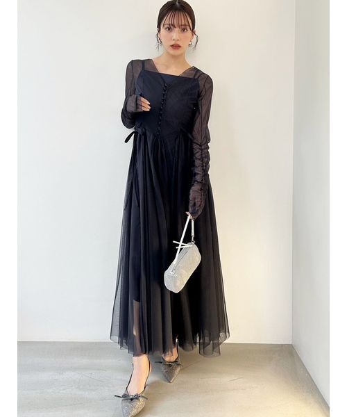 SNIDEL（スナイデル）の「バックデザインレースオケワンピース（ドレス