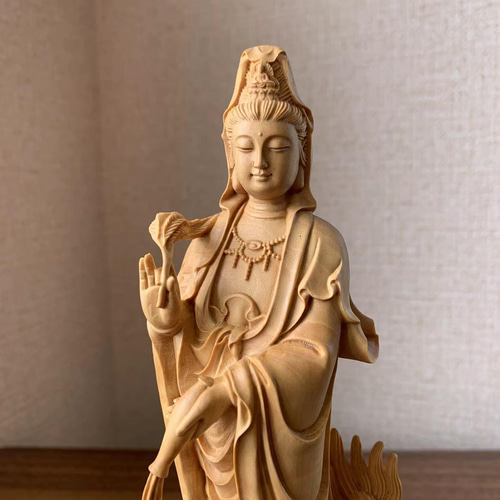 木彫 仏像 龍上観音菩薩 ツゲ その他置物 楽天ショップ【星凌商店